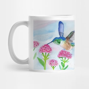 Hummingbird with Flowers in Watercolor Mug